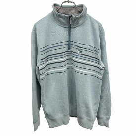 【開催中|〜1/21(水)朝09:59まで＼FASHION SPECIAL FAIR／最大20%OFFクーポン配布中】【中古】パリス スポーツ ゴルフ カットソー 長袖 ハイネック ハーフジップ ボーダー ジップポケット ポリ×綿 L ヘザーブルー 杢青 メンズ