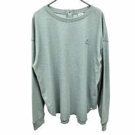 【開催中|〜1/21(水)朝09:59まで＼FASHION SPECIAL FAIR／最大20%OFFクーポン配布中】【中古】ロキシー ワッフルTシャツ カットソー 丸裾 ロゴ刺繍 後ろボタン 長袖 ロングスリーブ ポリ×綿 L ブルーグリーン 青緑系×黒 レディース