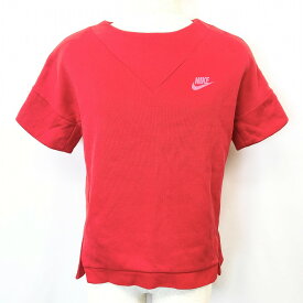 【中古】NIKE ナイキ S レディース 裏地付きプルオーバーカットソー トップス バックファスナー 丸首 ロングテール 服 綿×ポリ レッドなど 赤など