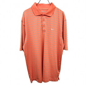 【開催予定＼Black Friday|ブラックフライデー|11/20(木)20時00〜／期間中使える最大2千円OFFクーポン配布中】【中古】ナイキ ゴルフ NIKE GOLF ポロシャツ ボーダー 半袖 ポリエステル×ポリウレタン LL XL サーモンピンク・ベージュオレンジ系 メンズ