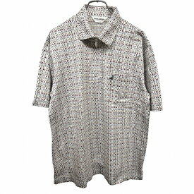 【開催中|〜1/21(水)朝09:59まで＼FASHION SPECIAL FAIR／最大20%OFFクーポン配布中】【中古】ブラックアンドホワイト ゴルフ ポロシャツ 英字のロゴ柄 犬の刺繍 ハーフジップ 半袖 日本製 綿100% M ホワイト 白×赤×黄×茶 メンズ