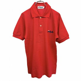 【開催中|〜1/21(水)朝09:59まで＼FASHION SPECIAL FAIR／最大20%OFFクーポン配布中】【中古】フィラ FILA ポロシャツ 鹿の子 ロゴ刺繍 半袖 着丈が少し長め ポケット無し ショートスリーブ 綿×ポリ S レッド 赤×紺×白 メンズ