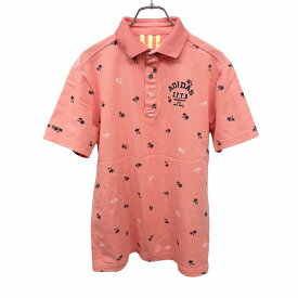 【開催中|〜1/21(水)朝09:59まで＼FASHION SPECIAL FAIR／最大20%OFFクーポン配布中】【中古】アディダス adidas ゴルフ ポロシャツ 鹿の子 ヤシの木 ロゴ 刺繍 半袖 ポケット無し ポリ×綿 M ピンク ピンク×紺×白 メンズ