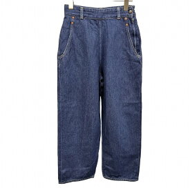 【スーパーSALE★半額★対象商品】【中古】[印象AB] BEAMS|RED CARD ビームス|レッドカード パンツ / ジーンズ レディース 24 ブルー 青 綿100% ファスナーは左サイドのみでフロントにはありません（前立て無し） テーパード デニム 無地 サイドファスナー