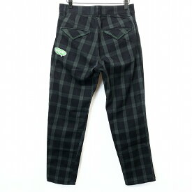 【中古】[印象AB] inhabitant インハビタント チノパンツ メンズ 30 黒×紺×緑 綿×ポリウレタン テーパード 少しストレッチ チェック 吹き出しワッペン