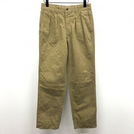 【中古】[印象B] HUSH PUPPIES ハッシュパピー チノパンツ メンズ 73 カーキ系 綿100% 後ろに飾りベルト 2タック テーパード 無地 ジップフライ