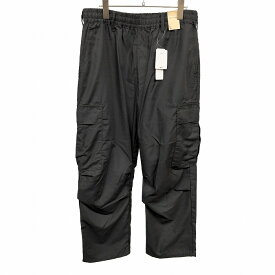 【開催中|〜1/21(水)朝09:59まで＼FASHION SPECIAL FAIR／最大20%OFFクーポン配布中】バックナンバー 【新品】 薄手 カーゴパンツ 前閉じ ウエストゴムと紐 無地 ひざが立体裁断 ストレート ポリ×レーヨン L 黒 メンズ