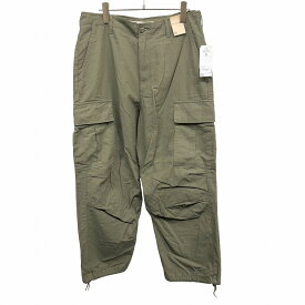 【開催中|〜1/21(水)朝09:59まで＼FASHION SPECIAL FAIR／最大20%OFFクーポン配布中】バックナンバー 【新品】BACK NUMBER カーゴパンツ リップストップ 裾に調節紐 無地 ひざが立体裁断 綿100% M グリーンカーキ 緑系 メンズ