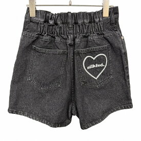 【開催中|〜1/21(水)朝09:59まで＼FASHION SPECIAL FAIR／最大20%OFFクーポン配布中】ミルクフェド 【新品】MILKFED デニムショーツ ショートパンツ ウエストゴム ハートの刺繍 綿×レーヨン S ブラック 黒×白 レディース