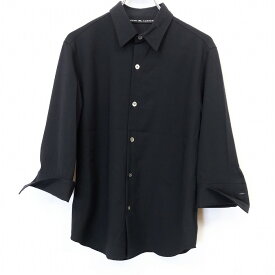 【中古】RL RALPH LAUREN アールエル ラルフローレン 9 レディース シャツ フレンチカフス 7分袖 日本製 毛×ポリウレタン ブラックネイビー(黒？)