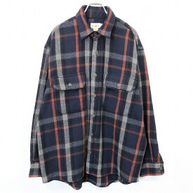 【中古】J.CREW ジェイクルー M メンズ 男性 ネルシャツ チェック 長袖 ロングスリーブ 両胸ポケット ポリ×毛×アクリルなど ネイビー 紺