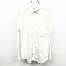 【中古】ミスタージェントルマン MISTER GENTLE MAN ドレスシャツ ワイシャツ 長袖 無地 日本製 胸ポケット 綿100% L オフホワイト 白系 メンズ