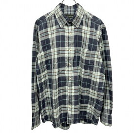 【開催中|全品ポイント10倍|〜08/11(月)01:59まで＼8月お買い物マラソン／100〜2,000円OFFクーポン配布中】【中古】ザ・スコッチハウス THE SCOTCH HOUSE シャツ ボタンダウン チェック 長袖 胸ポケット ロゴ刺繍 綿100% コットン100% M 紺×緑×茶 メンズ