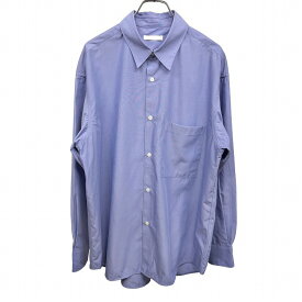 【開催予定＼Black Friday|ブラックフライデー|11/20(木)20時00〜／期間中使える最大2千円OFFクーポン配布中】【中古】ウィム WYM ドレスシャツ 無地 胸ポケット 長袖 フレンチフロント ロングスリーブ レギュラーカラー ポリ×再生繊維 S ネイビー 紺 メンズ