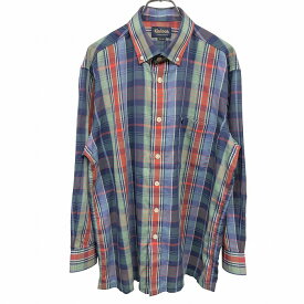 【開催中|〜1/21(水)朝09:59まで＼FASHION SPECIAL FAIR／最大20%OFFクーポン配布中】【中古】Kinloch Kinloch Anderson 少し薄手 ボタンダウンシャツ チェック 長袖 ボックスカット 胸ポケット ポリなど L 紺×赤×緑×白 メンズ