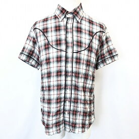 【開催予定＼Black Friday|ブラックフライデー|11/20(木)20時00〜／期間中使える最大2千円OFFクーポン配布中】【中古】quadro liptional クオドロ 2 メンズ 男性 チェックシャツ クレープ ヨークデザイン 半袖 日本製 服 レッド×ブルーなど 赤×黒×水色×白