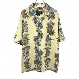 【開催予定＼Black Friday|ブラックフライデー|11/20(木)20時00〜／期間中使える最大2千円OFFクーポン配布中】【中古】RESERVE HAWAIIAN COLLECTION アロハシャツ 開襟 半袖 胸ポケット ハワイ製 レーヨン100% S イエロー 黄×緑×茶×青×白×グレー メンズ