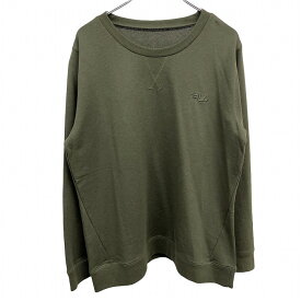 【中古】フィラ FILA Tシャツ ミニ裏毛 ロゴ刺繍 長袖 カットソー 丸首 ロングスリーブ プルオーバー ポリ×綿 LL XL グリーン 緑 レディース