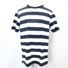 【中古】EDWIN エドウィン L メンズ 半袖Tシャツ カットソー ボーダー柄 胸ポケット 丸首 服 綿100% コットン ヘザーネイビー×ホワイト 杢紺×白