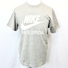 【4/1 00:00～】＼FASHION SPECIAL FAIR!!／期間中使える20%OFFクーポンなど配布中!! ※バナー参照■□【中古】NIKE ナイキ M メンズ 男性 半袖Tシャツ カットソー ロゴプリント 『RACE OFFICIAL』 英字 丸首 綿×麻 コットン×ヘンプ 杢グレーベージュ