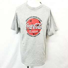 【中古】COCA-COLA コカ・コーラ - メンズ 男性 Tシャツ プリント 2002 FIFA WORLD CUP KOREA JAPAN サッカー 半袖 綿×ポリ ヘザーグレー 杢灰色