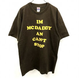 【もうすぐ終了：全品PT20倍】＼FASHION SPECIAL FAIR／最大20%OFFクーポン配布中※バナー参照■□【中古】MACK DADDY マックダディー L メンズ インポート古着 Tシャツ カットソー プリント 英字 文字 ロゴ 丸首 半袖 USA製 綿100% ダークブラウン