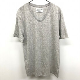 【中古】ESSENTIALS ZARA エッセンシャルズ ザラ L メンズ 男性 Tシャツ カットソー Vネック 無地 半袖 ボックスカット 綿×レーヨン ヘザーグレー