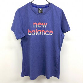 【新品】NB NEW BALANCE ニューバランス L レディース 女性 Tシャツ カットソー ロゴプリント 丸首 半袖 綿×ポリ ヘザーネイビー系