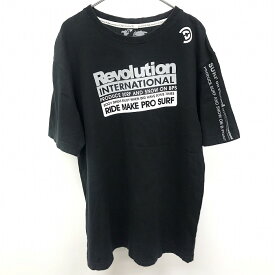 【中古】LOCAL SURF ローカルサーフ Tシャツ カットソー 両面プリント 英字 文字 丸首 半袖 綿100% XL ブラック 黒 メンズ