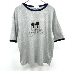 【中古】シェアパーク|ディズニー SHARE PARK|Disney コラボ Tシャツ 半袖 ミッキーマウス 綿100% 1 ヘザーグレー 杢グレー×紺×黒 レディース