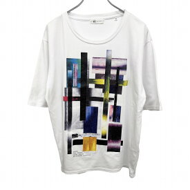 【開催予定＼Black Friday|ブラックフライデー|11/20(木)20時00〜／期間中使える最大2千円OFFクーポン配布中】【中古】ティーケー タケオキクチ tk. TAKEO KIKUCHI Tシャツ プリント グラフィック 半袖 ポリ×綿 M ホワイト 白×紫×黄×青×赤×緑×黒 メンズ