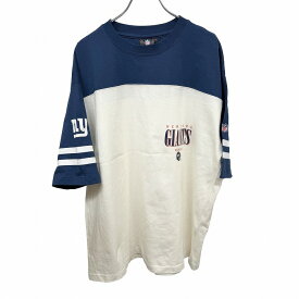 【開催中|〜1/21(水)朝09:59まで＼FASHION SPECIAL FAIR／最大20%OFFクーポン配布中】【新品】NFL TEAM APPAREL Tシャツ フットボールシャツ アメフト NEW YORK GIANTS 5分袖 綿100% L ブルー 青×オフホワイト×赤系 メンズ