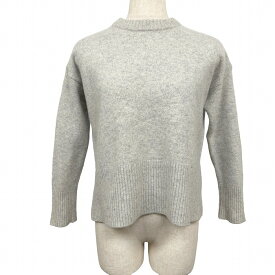 【開催予定＼Black Friday|ブラックフライデー|11/20(木)20時00〜／期間中使える最大2千円OFFクーポン配布中】【中古】プラステ PLST ニット セーター 着丈が短め バックスリット 無地 7分袖 丸首 プルオーバー 羊毛×カシミヤ M ヘザーグレー レディース