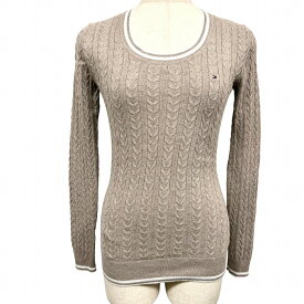 【開催予定＼Black Friday|ブラックフライデー|11/20(木)20時00〜／期間中使える最大2千円OFFクーポン配布中】【中古】トミーヒルフィガー TOMMY HILFIGER 薄手 ケーブルニット セーター タイトフィット 長袖 プルオーバー 綿100% SS XS ベージュ レディース