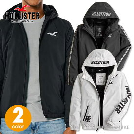 ホリスター メンズ スポーツフーディージャケット フェイクファー裏地 リフレクティブロゴ Hollister Hooded Fake Far Lined Jacket ロゴ 2カラー：ブラック、ホワイト