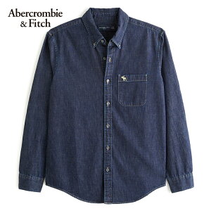 �A�o�N�����r�[���t�B�b�` �����Y �����{�^���_�E�� �A�C�R�� �f�j���V���c Abercrombie&Fitch Stretch Icon Denim Shirt �����|�C���g���S �_�[�N�f�j��