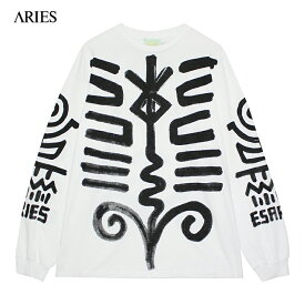 ARIES (アリーズ アリエス) BODYPAINT LS TEE (WHITE/BLACK) [ARIESARISE ロングスリーブ Tシャツ ロンT ロゴ グラフィック ブランド メンズ レディース ユニセックス] [ホワイト/ブラック]