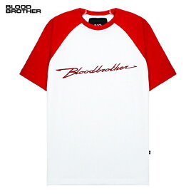 [最大90%OFF SALE] BLOOD BROTHER (ブラッド ブラザー) MANIA T-SHIRT (WHITE/RED) [Tシャツ カットソー ラグランスリーブ ロゴ刺繍 ブランド メンズ レディース ユニセックス] [ホワイト/レッド]