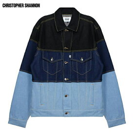 [最大90%OFF SALE] CHRISTOPHER SHANNON (クリストファー シャノン) OVERSIZED DENIM BLOCKED JACKET (BLUE) [デニムジャケット ジージャン Gジャン アウター オーバーサイズ ロゴ ブランド メンズ レディース ユニセックス] [ブルー]