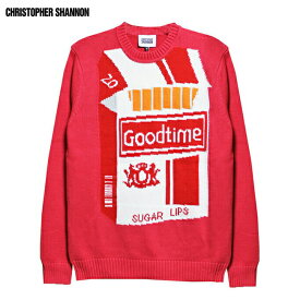 CHRISTOPHER SHANNON (クリストファー シャノン) GOOD TIME KNIT (RED) [ニット セーター タバコ ロゴ メンズ レディース ユニセックス] [レッド]