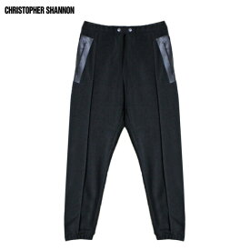 [最大90%OFF SALE] CHRISTOPHER SHANNON (クリストファー シャノン) TEDDY TEXTURE JERSEY TAPED TRACKPANTS (BLACK) [トラックパンツ ジョガー ジャージ ロゴ メンズ レディース ユニセックス] [ブラック]