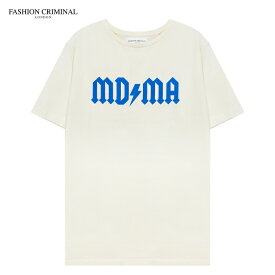 FASHION CRIMINAL LONDON (ファッション クリミナル ロンドン) IVORY & BLUE TEE (IVORY/BLUE) [MDMA Tシャツ カットソー ロゴ グラフィック ブランド メンズ レディース ユニセックス] [アイボリー/ブルー]