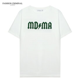 FASHION CRIMINAL LONDON (ファッション クリミナル ロンドン) FOREST GREEN TEE (WHITE/GREEN) [MDMA Tシャツ カットソー ロゴ グラフィック ブランド メンズ レディース ユニセックス] [ホワイト/グリーン]