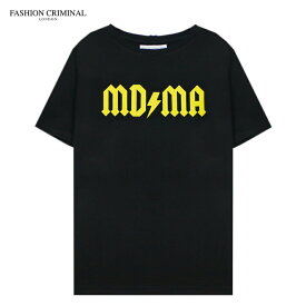 FASHION CRIMINAL LONDON (ファッション クリミナル ロンドン) BLACK & YELLOW TEE (BLACK/YELLOW) [MDMA Tシャツ カットソー ロゴ ブランド メンズ レディース ユニセックス] [ブラック/イエロー]