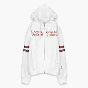 ICE & TECHNO | COLLEGE ZIP HOOD (LT.GRAY) �J���b�W�t�[�f�B �W�b�v�A�b�v�t�[�f�B �p�[�J�[ �X�E�F�b�g ���S �g�b�v�X �����Y ���C�g �O���[