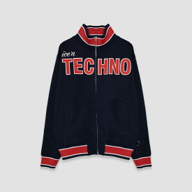 ICE & TECHNO | CHENILLE PATCH TRACK (NAVY) トラックジャケット ジップアップ スウェット ハイネック スタンドカラー ライトアウター ネイビー