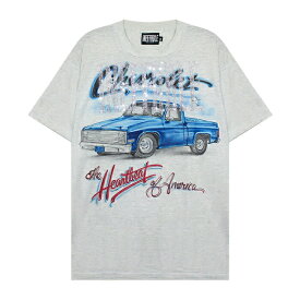 INEFFABLE (イネファブル) AIRBRUSH CHEVROLET CUSTOM VINTAGE TEE (GREY) [ヴィンテージ リメイク Tシャツ ラインストーン ヒップホップ ラップ ロック パンク バンド メンズ レディース ユニセックス] [グレー]