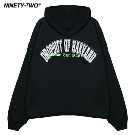 [最大90%OFF SALE] NINETY-TWO (ナインティ ツー) COLLEGE DROPOUT HOODIE (BLACK/GREEN) [プルオーバーフーディ パーカー スウェット ロゴ メンズ レディース ユニセックス] [ブラック/グリーン]