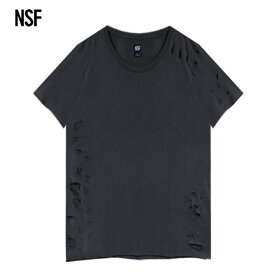NSF CLOTHING (エヌエスエフ) PHILIPPE TEE (BLACK SUPER DESTROY) [無地 Tシャツ カットソー プレーン ダメージ ヴィンテージ メンズ レディース ユニセックス] [ブラック]