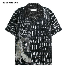 ROCHAMBEAU (ロシャンボー) HATCH POCKET SHIRT (BLACK) [開襟 半袖 オープンカラー シャツ アート メンズ レディース ユニセックス] [ブラック]